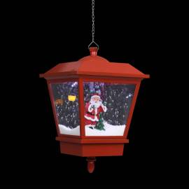 Felinar suspendat cu led și moș crăciun, roșu, 27x27x45 cm, 6 image
