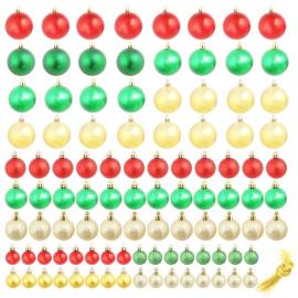 Globuri de crăciun, 100 buc., roșu/auriu/verde, 2 image