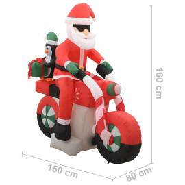Moș crăciun pe motocicletă gonflabil, led, ip44, 160 cm, 9 image