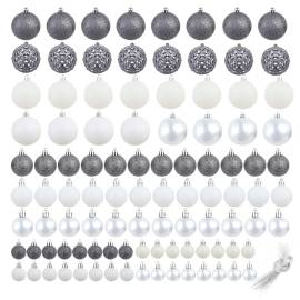 Set globuri de crăciun 100 de piese, 3/4/6 cm, alb/gri, 2 image