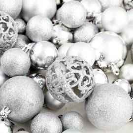 Set globuri de crăciun 100 de piese, 3/4/6 cm, argintiu, 11 image