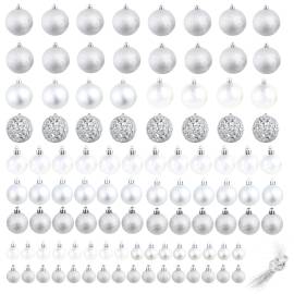 Set globuri de crăciun 100 de piese, 3/4/6 cm, argintiu, 2 image