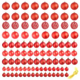 Set globuri de crăciun 100 de piese, 3/4/6 cm, roșu, 2 image