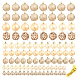 Set globuri de crăciun 100 de piese 3/4/6 cm, trandafiriu/auriu, 2 image