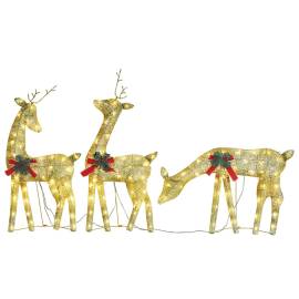 Familie cu reni de crăciun, auriu/alb cald, 270x7x90 cm, plasă, 2 image