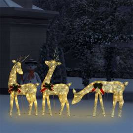 Familie cu reni de crăciun, auriu/alb cald, 270x7x90 cm, plasă, 3 image