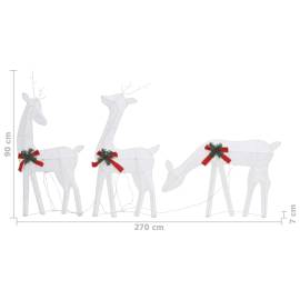 Familie reni de crăciun, argintiu/alb rece, 270x7x90 cm, plasă, 10 image