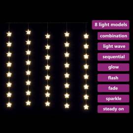 Instalație lumini tip perdea stele 200 led alb cald 8 funcții, 5 image