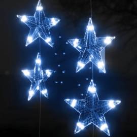 Instalație lumini tip perdea stele 200 led albastru 8 funcții, 5 image