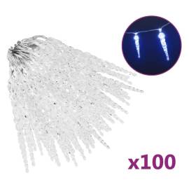 Luminițe de crăciun țurțuri, 100 buc., albastru, acril, 2 image