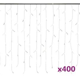 Lumini de perdea tip gheață 400 led-uri alb cald 10 m 8 funcții, 2 image