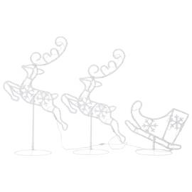 Reni și sanie de crăciun, alb cald, 260x21x87 cm, acril, 4 image