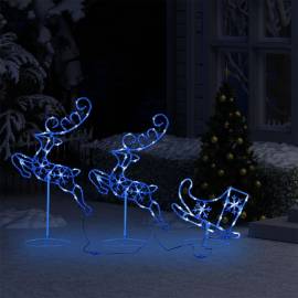 Reni și sanie de crăciun, albastru, 260x21x87 cm, acril, 3 image