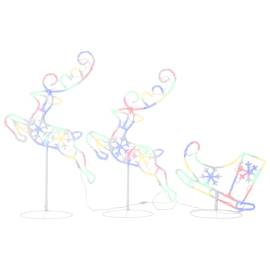 Reni și sanie de crăciun, colorat, 260x21x87 cm, acril, 2 image