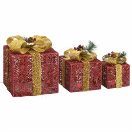 Cutii cadou de crăciun decor, 3 buc., roșu, exterior/interior, 5 image