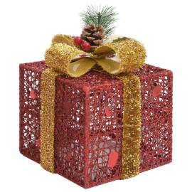 Cutii cadou de crăciun decor, 3 buc., roșu, exterior/interior, 6 image