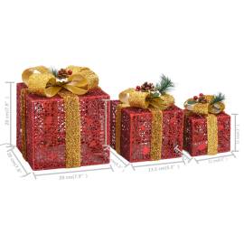 Cutii cadou de crăciun decor, 3 buc., roșu, exterior/interior, 9 image