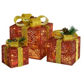 Cutii cadou de crăciun decor, 3 buc., roșu, exterior/interior, 2 image