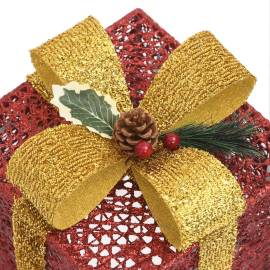Cutii cadou de crăciun decor, 3 buc., roșu, exterior/interior, 7 image