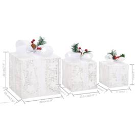 Cutii cadou de crăciun decor 3 buc. argintiu exterior/interior, 9 image