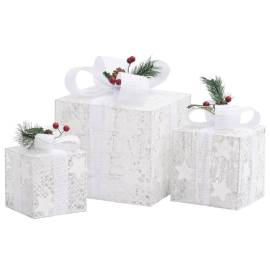 Cutii cadou de crăciun decor 3 buc. argintiu exterior/interior, 4 image