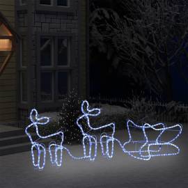 Decorațiune de crăciun cu reni și sanie, 576 led-uri, exterior, 3 image