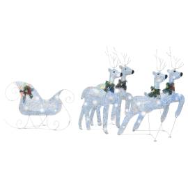 Decorațiune de crăciun cu reni & sanie 60 led argintiu exterior, 2 image