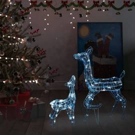Decorațiune de crăciun familie de reni 160 led alb rece acril