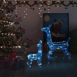 Decorațiune de crăciun familie reni 160 led-uri albastru acril