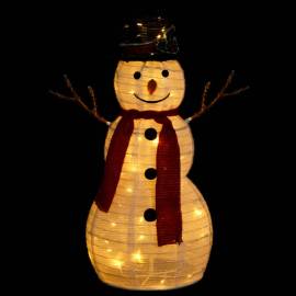 Figurină decorativă crăciun om de zăpadă led 60 cm țesătură lux, 4 image