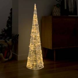 Piramidă decorativă con de lumini cu led alb cald 120 cm acril