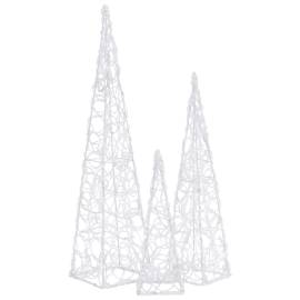 Set conuri decorative cu led-uri, alb rece, 30/45/60 cm, acril, 4 image