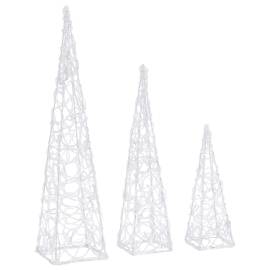 Set conuri decorative cu led-uri, alb rece, 30/45/60 cm, acril, 5 image
