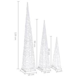 Set conuri decorative cu led-uri, alb rece, 60/90/120 cm, acril, 9 image