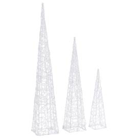 Set conuri decorative cu led-uri, alb rece, 60/90/120 cm, acril, 6 image