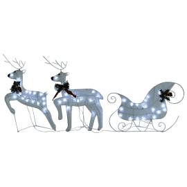 Decor de crăciun cu reni și sanie, 60 led-uri, alb, exterior, 2 image