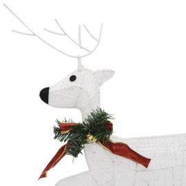 Decor de crăciun cu reni și sanie, 60 led-uri, alb, exterior, 7 image