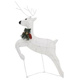 Decor de crăciun cu reni și sanie, 60 led-uri, alb, exterior, 4 image