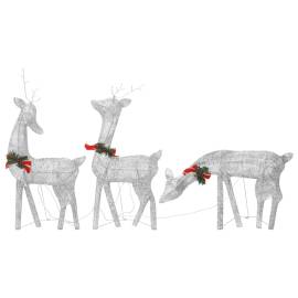 Familie reni de crăciun, argintiu/alb rece, 270x7x90 cm, plasă, 3 image
