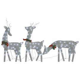 Familie reni de crăciun, argintiu/alb rece, 270x7x90 cm, plasă, 2 image