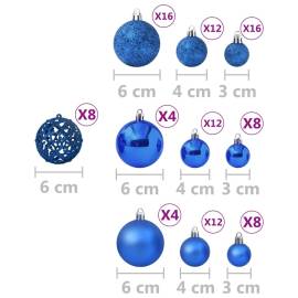 Set de globuri de crăciun, 100 piese, albastru, 6 image