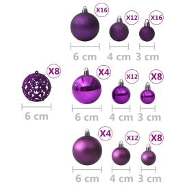 Set globuri de crăciun, 100 piese, violet, 6 image