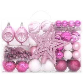 Set globuri de crăciun, 108 piese, alb și roz, 2 image