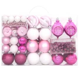 Set globuri de crăciun, 108 piese, alb și roz, 3 image
