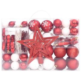 Set globuri de crăciun, 108 piese, roșu și alb, 2 image