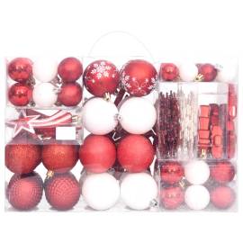 Set globuri de crăciun, 108 piese, roșu și alb, 3 image