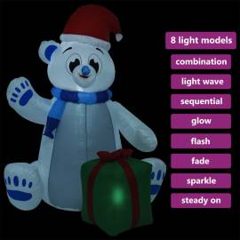 Urs polar gonflabil de crăciun cu led, 1,8 m, interior/exterior, 5 image