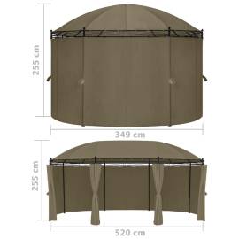 Pavilion cu perdele, gri taupe, 520x349x255 cm, 180 g/m², 7 image