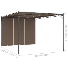 Pavilion de grădină cu perdea laterală, gri taupe, 4x3x2,25 m, 9 image