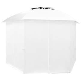 Pavilion de grădină cu perdele, alb, 360x312x265 cm, 180 g/m², 4 image